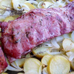 costillar de cerdo al horno con patatas